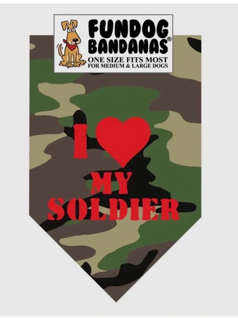 FUNDOG Camo 'I Love My Soldier' Dog Bandana